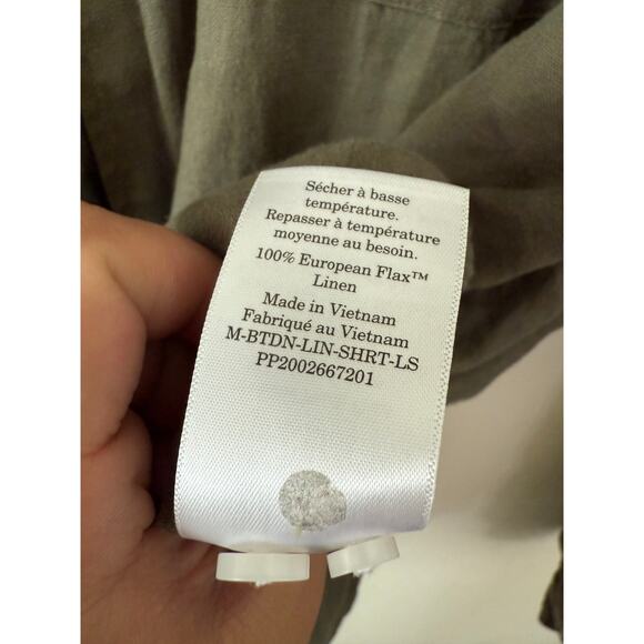 Everlane Green 100% European Flax Linen Shirt Long Sleeve Button Down Collared-M - Picture 5 of 6
